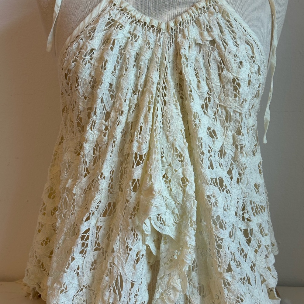Free People Cream Lace Halter Top - Picture 2 of 13